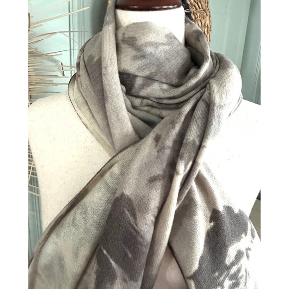 Pauw Amsterdam Wool Cashmere Blend Scarf Gray Cream Abstract Oversized Wrap - Picture 8 of 10
